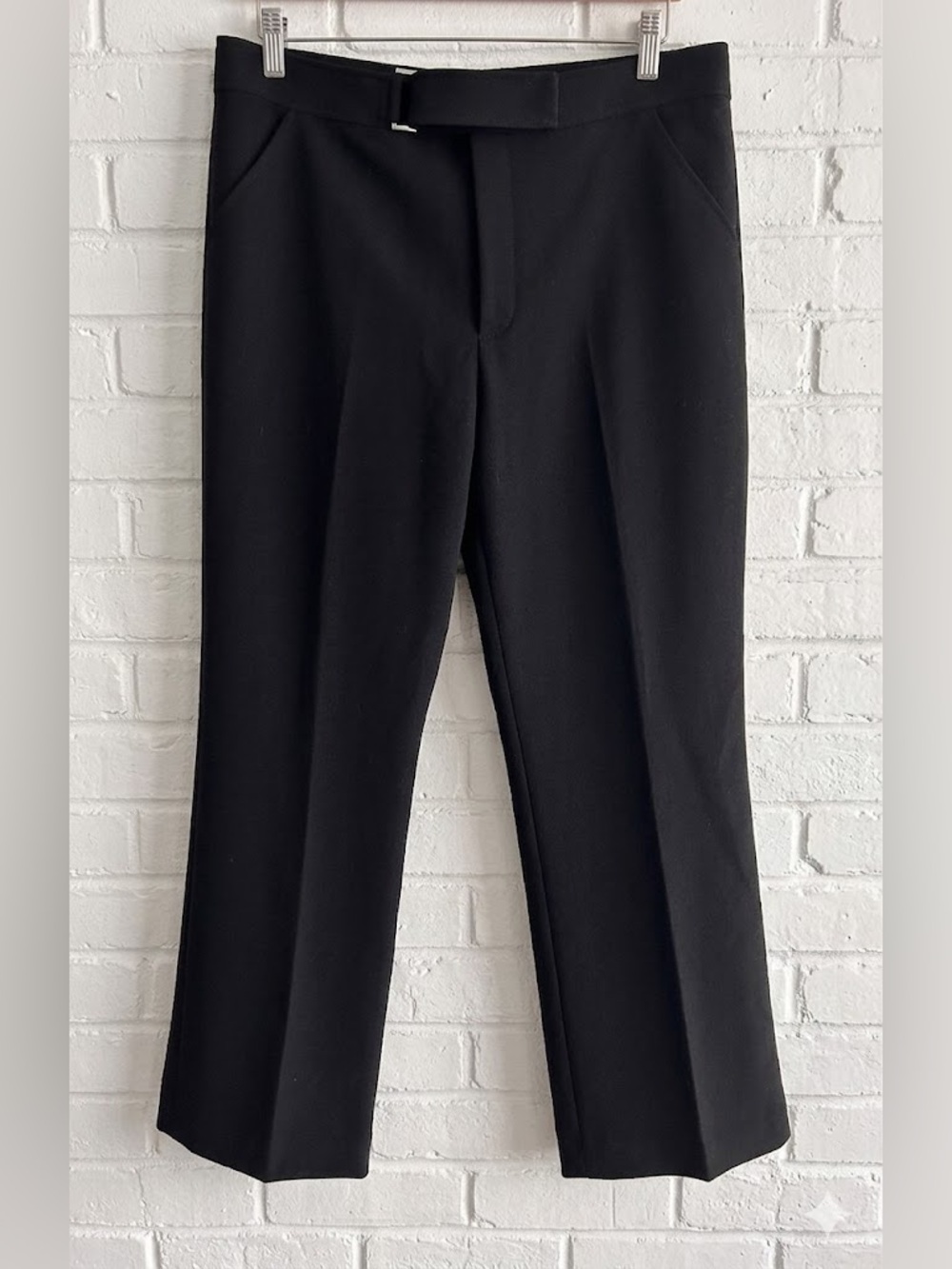 Club Monaco Black Wide-Leg Extended-Tab Waist Trousers - Size 10